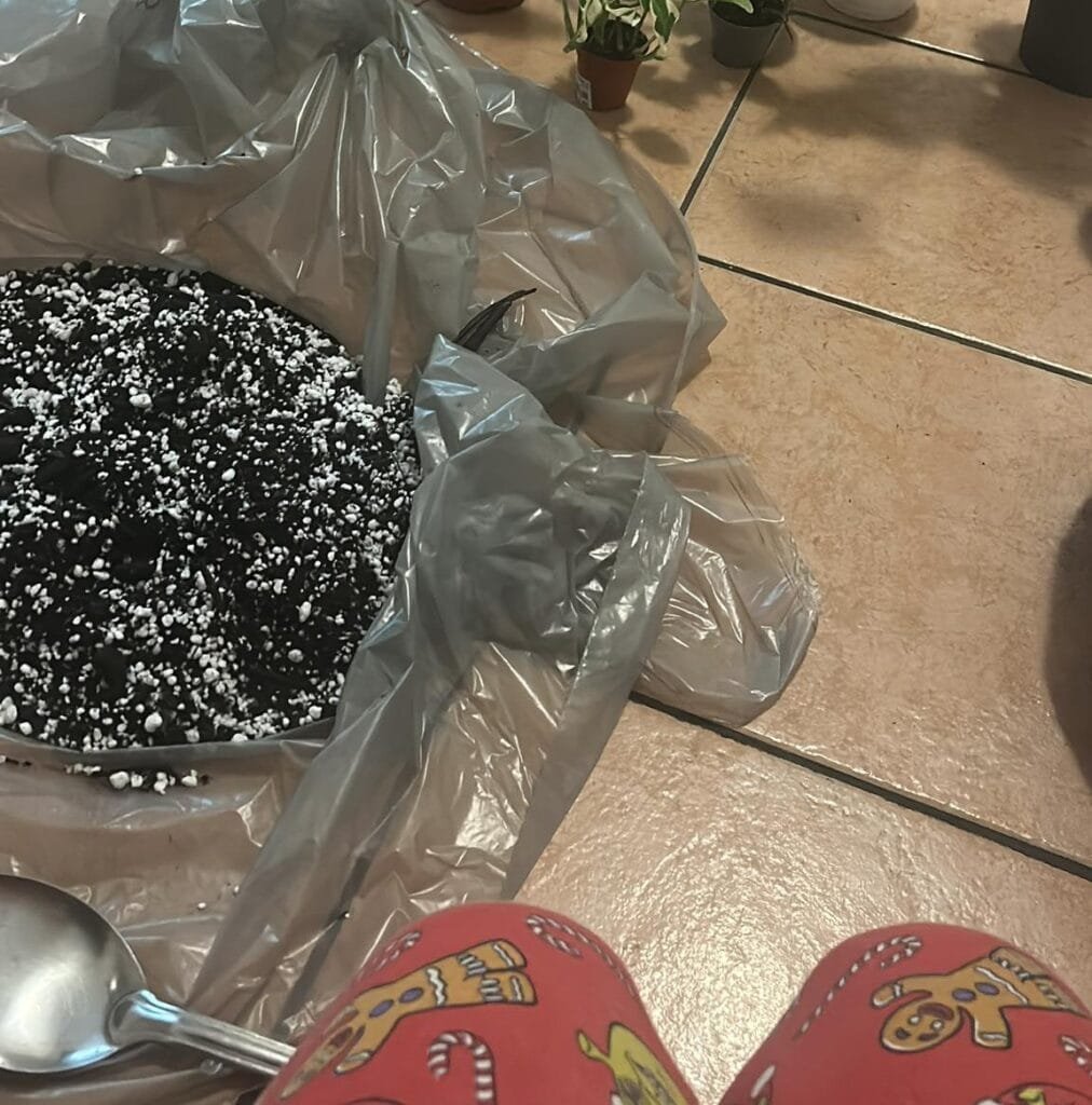 Coltivare l’Orto sul Balcone: Idee, Consigli e Piante Giuste 3 Terriccio universale con perlite bianca versato su telo di plastica, ideale per orto in vaso grazie alla sua struttura leggera e drenante.