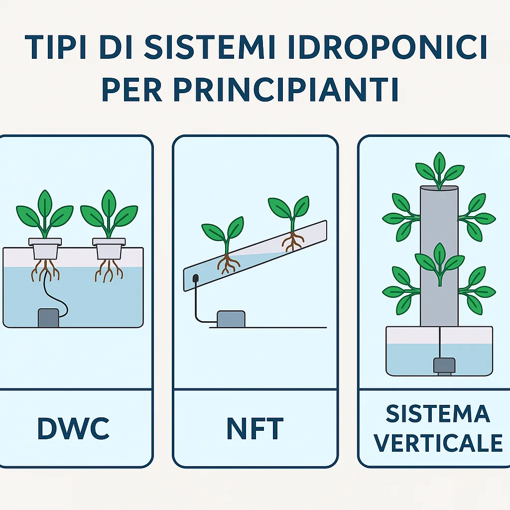 Coltivazione Idroponica in Casa: Guida Completa per Iniziare 3 tipi di sistemi idroponici, dwc, nft, sistema verticale