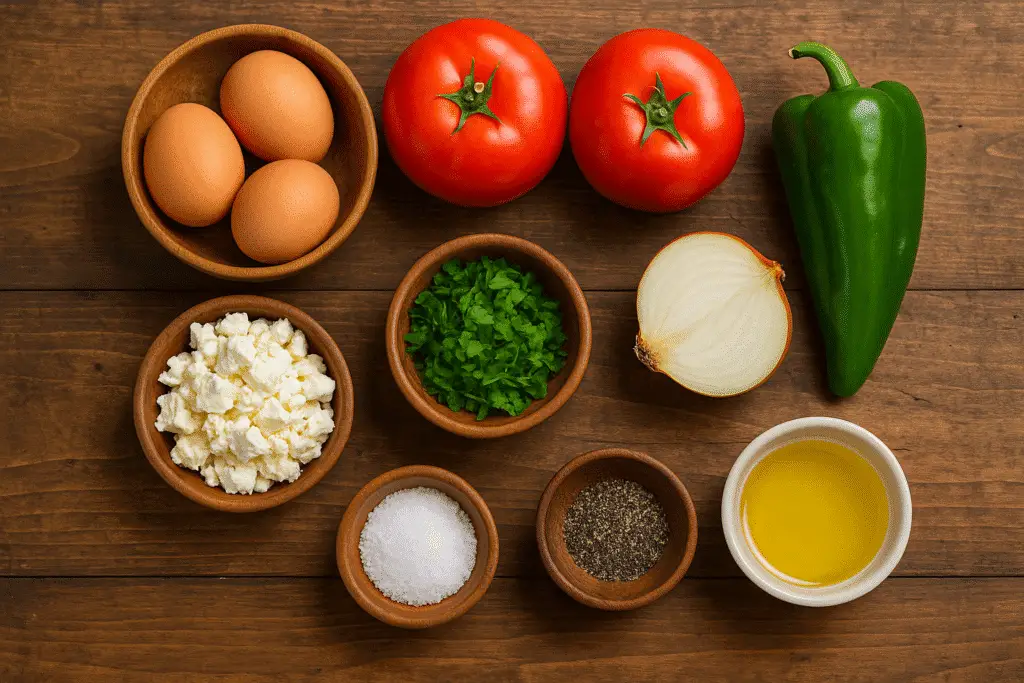 Menemen Turco con Verdure dell'Orto: Ricetta Originale 1 lista di ingredienti per preparare il menemen