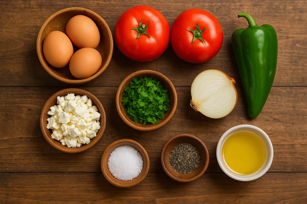 Menemen Turco con Verdure dell'Orto: Ricetta Originale 1 lista di ingredienti per preparare il menemen